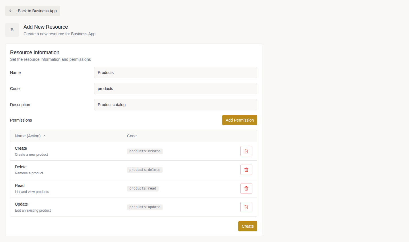 Create a new resource in Roled Console