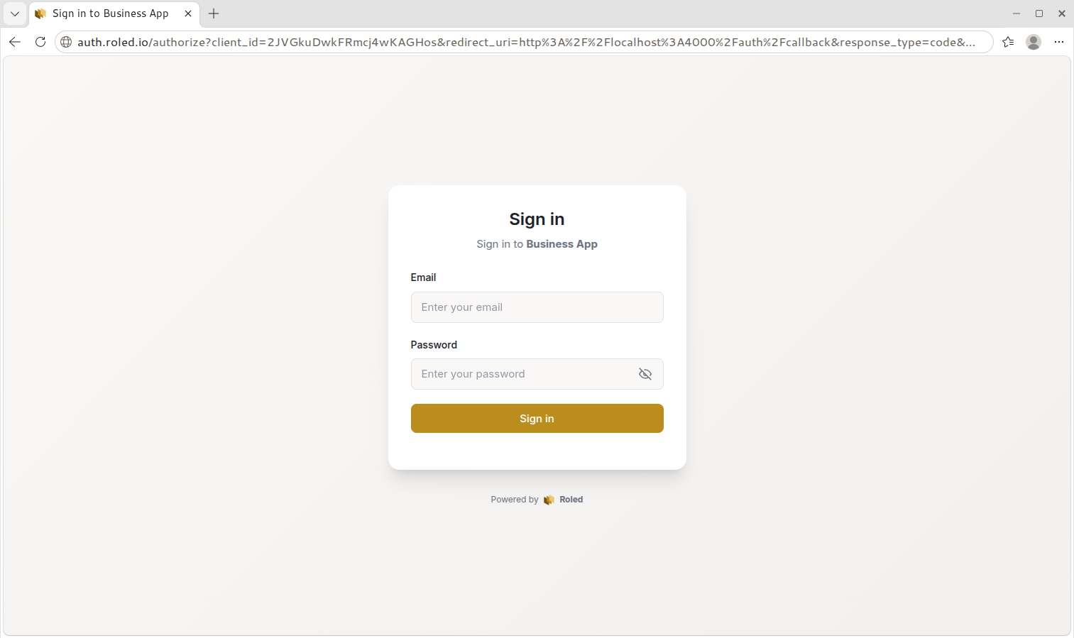 Roled hosted login page for Business App
